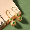 [Método antiguo chapado en oro de 24k] artesanía pendientes de estilo nacional diseño de calcedonia de calabaza hueca pendientes retro