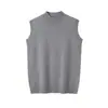 Nuevo chaleco de punto de cachemira para otoño e invierno, suave y cómodo, color liso, sin mangas, cuello semi alto, engrosado, adecuado para el uso diario de mujeres