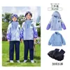 Chamarra Uniforme Primaria Morada Manga Corta Traje Primavera Otoño Invierno Reunión Deportiva Uniforme Jardín de Infancia Set Foto Graduación