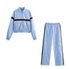 Chaqueta de retazos a rayas con cinturón 4749840 Pantalones a rayas laterales con cinturón 4391425 Traje casual de moda para mujer