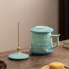 Taza de Té de Cerámica Cultural y Creativa de la Ciudad Prohibida con Separación de Té y Agua, Regalo de Negocio, Regalo de Inauguración, Caja de Regalo para Clientes
