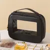 Bolsa de Almacenamiento de Cosméticos, Bolsa de Cosméticos Portátil de Gran Capacidad, Bolsa de Aseo de Viaje Portátil Impermeable con Ventana de Lujo Ligero