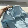 Camisa de Lino Picado Hielo para Mujer 2026 Primavera Verano Otoño Estilo Clásico Color Sólido Casual Perezoso Relajado Camisa de Manga Larga para el Trabajo