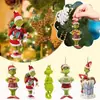 Decorações de Árvore de Natal da Série Grinch, Pingentes Planos de Acrílico para Árvores de Natal, Enfeites Divertidos para Árvore de Natal