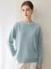 Nuevo Otoño/Invierno 100% Cachemira Cepillado Cuello Redondo Suéter de Punto Manga Larga Tejido Suelto Versátil Top