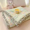 Versão Coreana de 2026 Renda Francesa Estampa Floral Mãe-Filho Algodão Puro Gaze Dupla Camada Colcha de Verão Estilo Princesa Fresco Colcha Refrescante de Verão