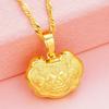 Colgante con candado de larga duración para bebé, chapado en cobre y oro de arena de Vietnam, imitación 3D, dorado duro, hueco, pequeño y bonito collar
