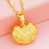 Oro de Arena Vietnamita Chapado en Cobre Oro Candado de Longevidad Infantil para Bebé Imitación Oro Duro 3D Hueco Pequeño Lindo Collar