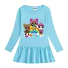 Ropa infantil de comercio exterior nueva de primavera y otoño, vestido de algodón para niñas con muñeca sorpresa de dibujos animados, vestido plisado de princesa para bebé