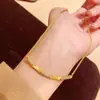 Cadena de Clavícula de Lujo Vintage Cepillada con Junta de Bambú Completamente Diamantada de Retención de Color Fuerte Chapada en Oro de 24 Quilates Mismo Estilo que la Tienda de Oro