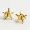 Pendientes de Estrella de Mar Transfronterizos Europeos y Americanos Más Vendidos Zirconia Microincrustada Moda de Nicho Elegantes con Estilo Joyería Simple Pendientes para Mujer