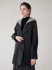 26 Nuevo Abrigo de Lana de Doble Cara de Estilo Elegante de Lujo Otoño/Invierno para Mujer, de Longitud Media, con Capucha, Holgado, Chaqueta de Lana Cruzada