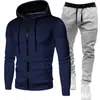 Moletom Esportivo com Capuz Unissex de Outono e Inverno 2024 com Forro de Lã, Estampa de Bolinhas Onduladas, Masculino, Cor Sólida, com Zíper, Calça de Moletom