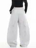 Pantalones Deportivos Casuales Oreeta de Estilo Americano Minimalista con Dobladillo Curvo para Hombres y Mujeres con Colgante de Felpa de Dibujos Animados, Pierna Ancha Holgada