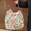 Bolsa de Lona Estampada de Desenho Animado Coreano Bolsa de Lona Feminina de Grande Capacidade Bolsa de Compras com Cordão Bolsa Tiracolo Bolsa de Mão para Férias na Praia