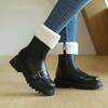 Botas Femininas Botas Martin para Crianças Botas de Couro Femininas Forradas com Lã de Inverno Crianças Maiores Estudantes Casuais Botas Curtas de Motocicleta