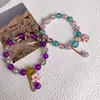 Nuevo Pulsera de Cristal Explosivo Fresa Cristal Camelia Pulsera de Cristal Rosa de Vidrio Versátil Pulsera para Mejor Amiga Regalo