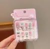Novas Unhas Infantis Removíveis Vestíveis na Caixa para Meninas, Adesivos de Unha Removíveis, Adesivos de Unha Exquisitos de Desenho Animado, Peças de Unha