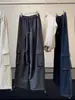 Calça cargo larga de cintura elástica com cordão para outono, estilo coreano, bolsos grandes, uso duplo, com punho, solta, calça casual versátil para mulheres