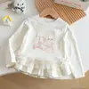 Conjunto de cárdigan de punto para niña estilo dulce, primavera y otoño, nuevo, elegante, para bebé, con dibujos animados, estilo enérgico y vitalidad, conjunto de tres piezas