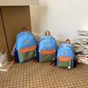 Mochila Infantil Jardim de Infância Estilo Coreano Color Blocking Fashionável Mochila para Ensino Fundamental Leve Tendência Bolsa Escolar para Meninas e Meninos