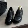 Zapatos de Cuero Gruesos Estilo Británico de Nicho para Mujer, Modelo Nuevo con Hebilla de Cinturón, Tacón Grueso, Mocasines Versátiles de Moda