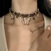 Colar Gargantilha Cruzada de Couro Preto Casual Estilo Punk Design de Nicho Doce e Cool para Mulheres Simples e Moderno