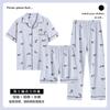 Pijama de algodón para hombre, conjunto de tres piezas, pantalones cortos de verano de manga corta, ropa de casa, traje exterior