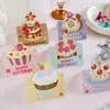 Dibujo Animado Feliz Cumpleaños Pastel de Cumpleaños 3D Tarjeta de Felicitación Creativa Floristería Deseos de Cumpleaños Mensaje Sencillo Tarjeta Pequeña