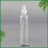 Frasco spray PET transparente de 30ml/60ml/180ml/120ml para loção cosmética, frasco de hidratação com pressão.