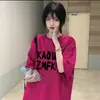 Camiseta de algodón de manga corta Dopamine para mujer, marca de tendencia estilo americano de verano, top versátil de hombros caídos de nicho, top para mujer para exportación