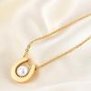 Collar Cruzado Europeo y Americano Nuevo Producto Moda Francesa Simple Oro 18K Forma de U Herradura Colgante de Perla Cadena Clavícula Venta al por Mayor para Mujeres