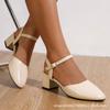 Sapatos Femininos de Salto Bloco Vazado Camada Única Primavera e Outono Novos Camurça Salto Shoplifted Tira Traseira Versátil Confortáveis Baotou Para Usar por Cima Sapatos de Salto Alto
