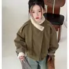 Chaqueta de niña con cuello alto forrada de forro polar, nueva colección 2026, chaqueta de cuero gruesa y cálida de invierno, abrigo todo en uno acolchado de algodón