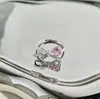 Anillo de Mariposa de Plata de Ley S925 para Mujer Incrustado con Zirconia en Forma de Gota de Agua y Pera Anillo de Lazo Elegante de Lujo Ligero Personalizado de Fábrica