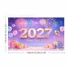 Venta Caliente Transfronteriza Tela de Fondo para Año Nuevo Impresión de Alta Definición Fuegos Artificiales Festival de Nochevieja 2027 Tela de Fondo para Decoración