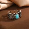 Anillo de Plata de Ley S925 con Dijes Incrustados de Ágata Roja del Sur, Jade Hetian y Turquesa, con Diseño de Encaje Hueco, Anillo de Lujo Ligero de Nicho Vintage
