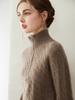 Suéter de Cashmere 100% Puro com Zíper Meio Alto Outono e Inverno Novo Suéter Básico Feminino com Trança Estilo Doce Suéter Pulôver Curto