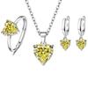 AliExpress Transfronterizo Nuevo Amor Traje Pendientes Personalidad Creativa Zircón Anillo Abierto Colgante en Forma de Corazón Cadena
