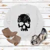 Top con estampado de calaveras, cuello redondo, holgado, manga larga, suéter casual para mujer