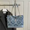 Bolso Tote de Mezclilla Personalizado Desgastado, Bolso de Gran Capacidad para Mujer, Nuevo Bolso de Mano Verano 2026, Bolso de Hombro Grande