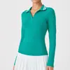 Camiseta Deportiva de Manga Larga Transfronteriza para Mujer, Ligera, Transpirable, Alta Elasticidad, Cuello en V, Aspecto Adelgazante de Otoño, Ropa de Yoga, Top Básico