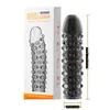 Jiyu Malla de Seda Mixta Anillo de Bloqueo Ondulado Redondo Doble Vibración Funda Diente de Lobo Extensión de Retraso Funda de Cristal Juguete Sexual para Adulto Masculino