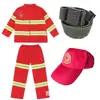 Disfraces de Bombero para Niños Disfraces Profesionales de Juego de Rol Ropa para Espectáculos de Fuego Halloween Manga Larga Rojo y Azul Venta al por Mayor