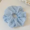 Estilo Coreano Súper Hada Fresco Cuadros Azules Lazo Grande para el Cabello Malla Francesa Lazo de Verano para Mujeres Lazo para Cola de Caballo Accesorios para el Cabello
