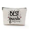 Dê às Suas Irmãs, Mãe e Amigas Bolsa de Maquiagem da Série, Bolsa de Higiene Pessoal de Viagem em Linho Densa à Prova d'Água, Bolsa Portátil com Zíper para Moedas Presente