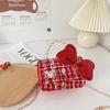 Estilo Ano Novo Grande Vermelho Pequena Fragrância Bolsa Infantil Bolsa de Mão Pérola Bebê Laço Bolsa de Moedas com Corrente para Menina