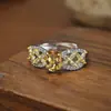 Anillo Nuevo de Citrino Natural Plata 925 Mano de Obra Fina Diseño Hueco Estilo Palacio Joyería de Piedras Preciosas Coloridas Anillo