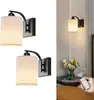 Lámpara de Pared Simple de Tela Nórdica Lámpara para Sala de Estar de Hotel Dormitorio Pasillo Lámpara LED Cálida de Mesita de Noche Lámpara de Pared Estilo Campo Americano