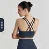 Top de yoga transfronteiriço com design de costas cruzadas, sutiã esportivo à prova de choque e com suporte, top fitness